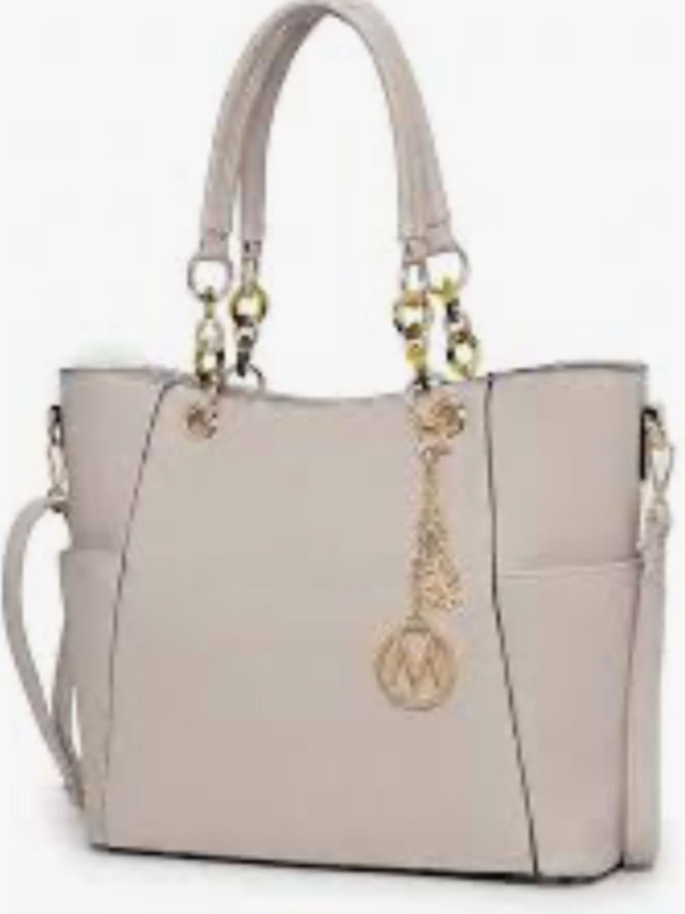 Women's Beige Tote with Gold Hardware - Fashionable Everyday Carryall
